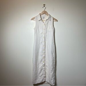 Sleeveless White Button-Down Maxi Dress